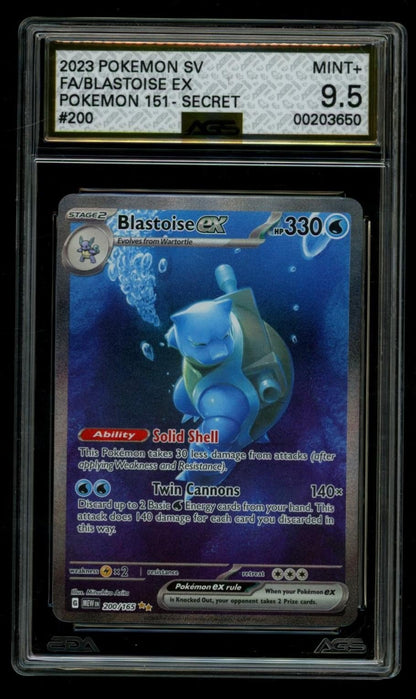 Pokemon Blastoise ex Scarlet & Violet 151 Full Art 200/165 AGS 9.5