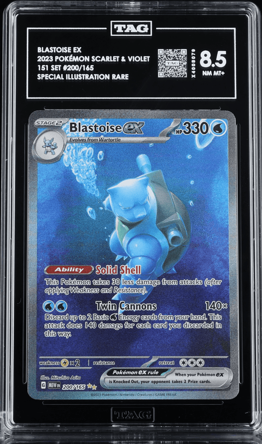 Pokemon Blastoise ex Special Illustration Rare - SV 151 200/165 EN TAG 8.5