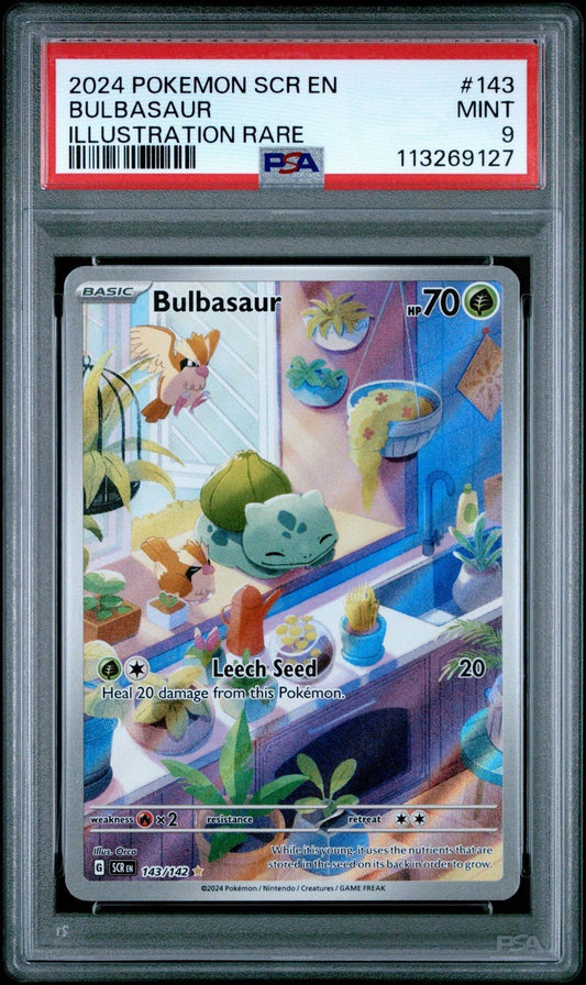 Pokemon Bulbasaur Illustration Rare 143/142 Stellar Crown PSA 9