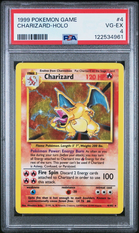 Pokemon - Charizard 4/102 Base Set Holo Rare WOTC Vintage - PSA 4