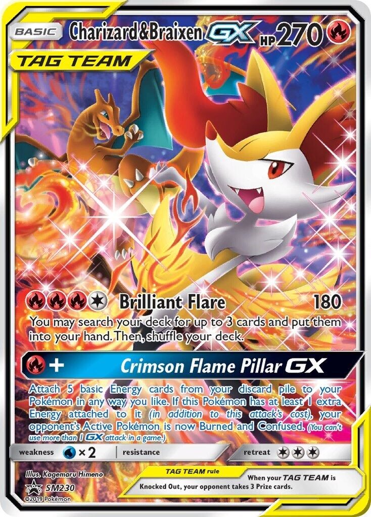 Pokemon Charizard & Braixen GX SM230 SM Tag Team Black Star Promo TAG 9
