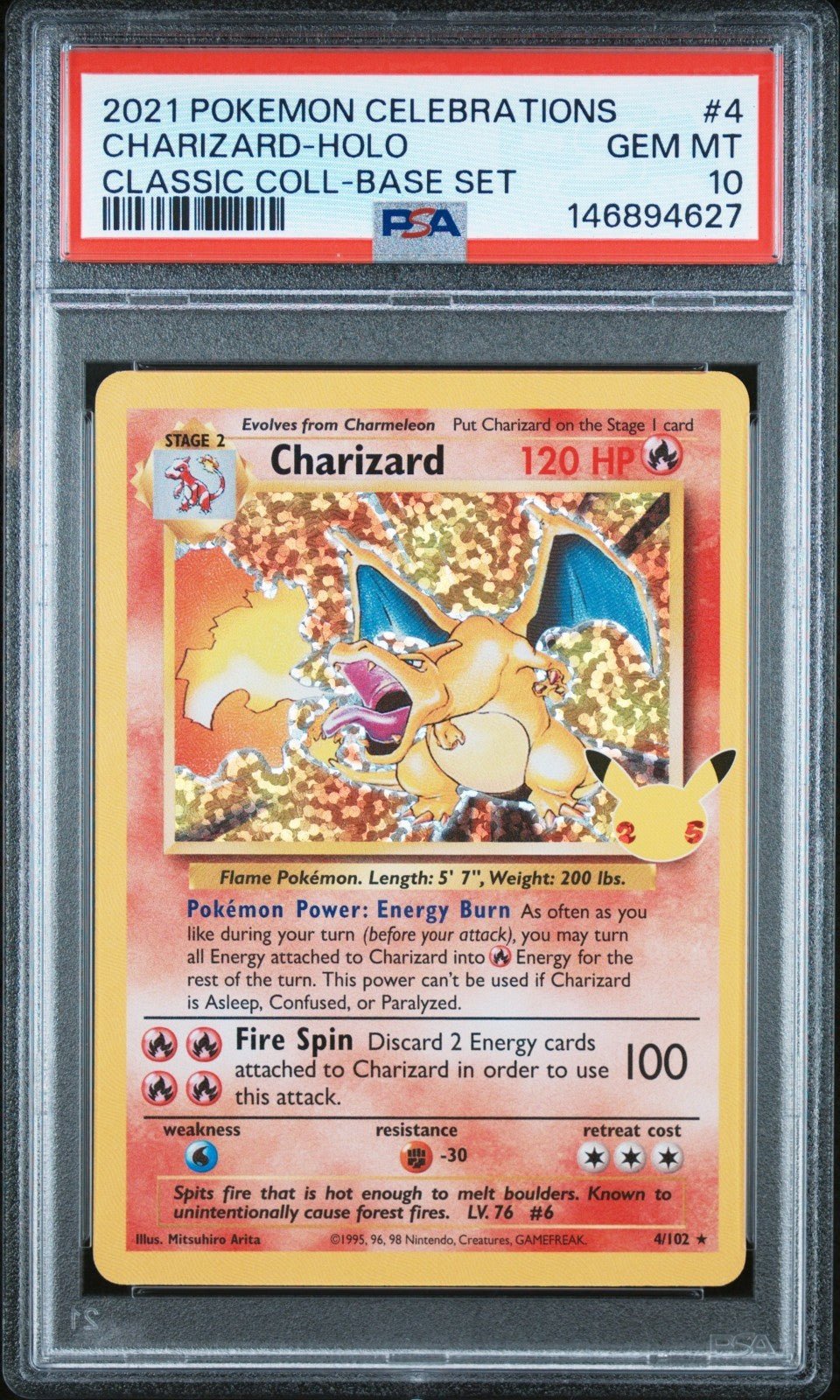 Pokemon Charizard Classic Collection 4/102 Celebrations Stamp Holo PSA 10