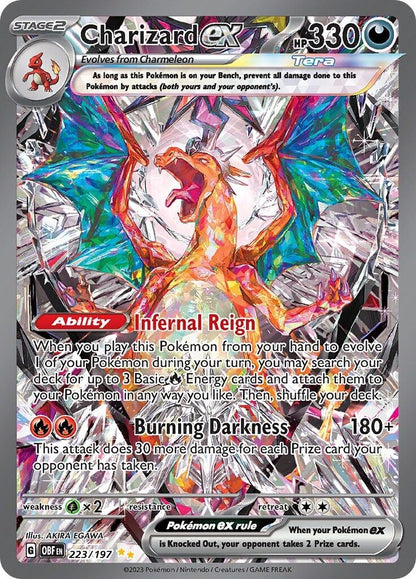 Pokemon Charizard ex 223/197 Sv03: Obsidian Flames Holo SIR Mint