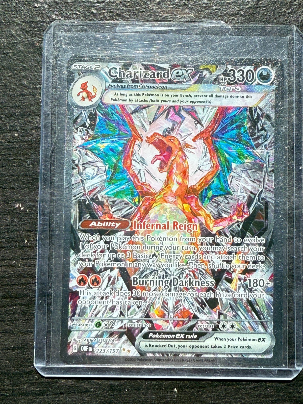 Pokemon Charizard ex 223/197 Sv03: Obsidian Flames Holo SIR Mint 2 NM