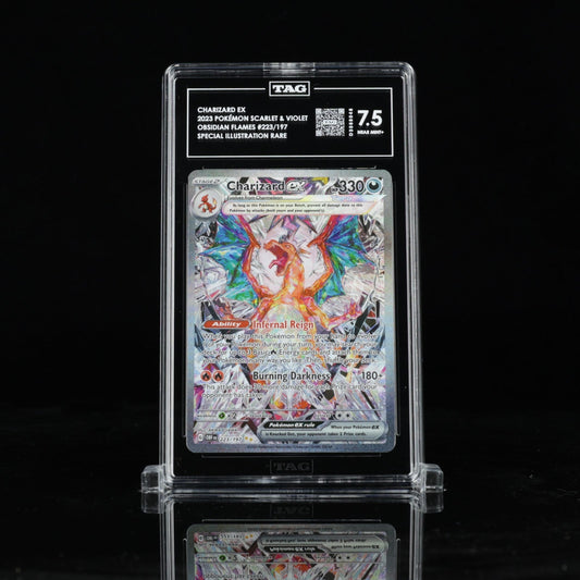 Pokemon Charizard ex 223/197 Sv03: Obsidian Flames Holo TAG 7.5