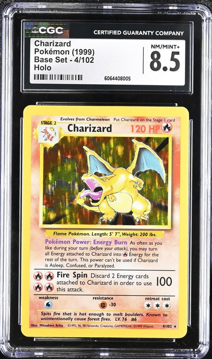 Pokemon Charizard Holo Unlimited 4/102 - Base Set - CGC 8.5 PSA