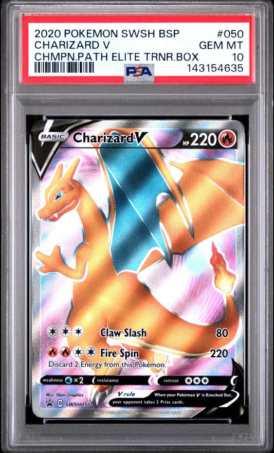 Pokemon Charizard V FULL ART SWSH050 Black Star PROMO PSA 10