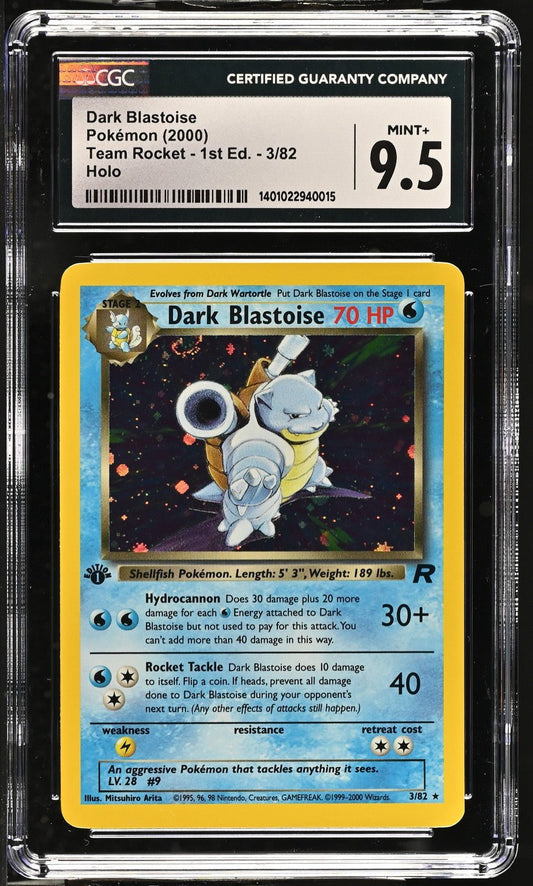 Pokemon Dark Blastoise Team Rocket 1st Edition Holo Rare 3 CGC 9.5 HALF SWIRL