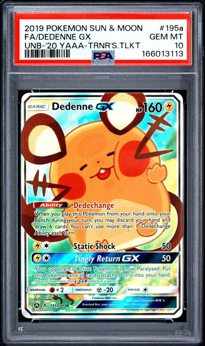 Pokemon Dedenne GX 195A/214 Alternate Art Holo PSA 10