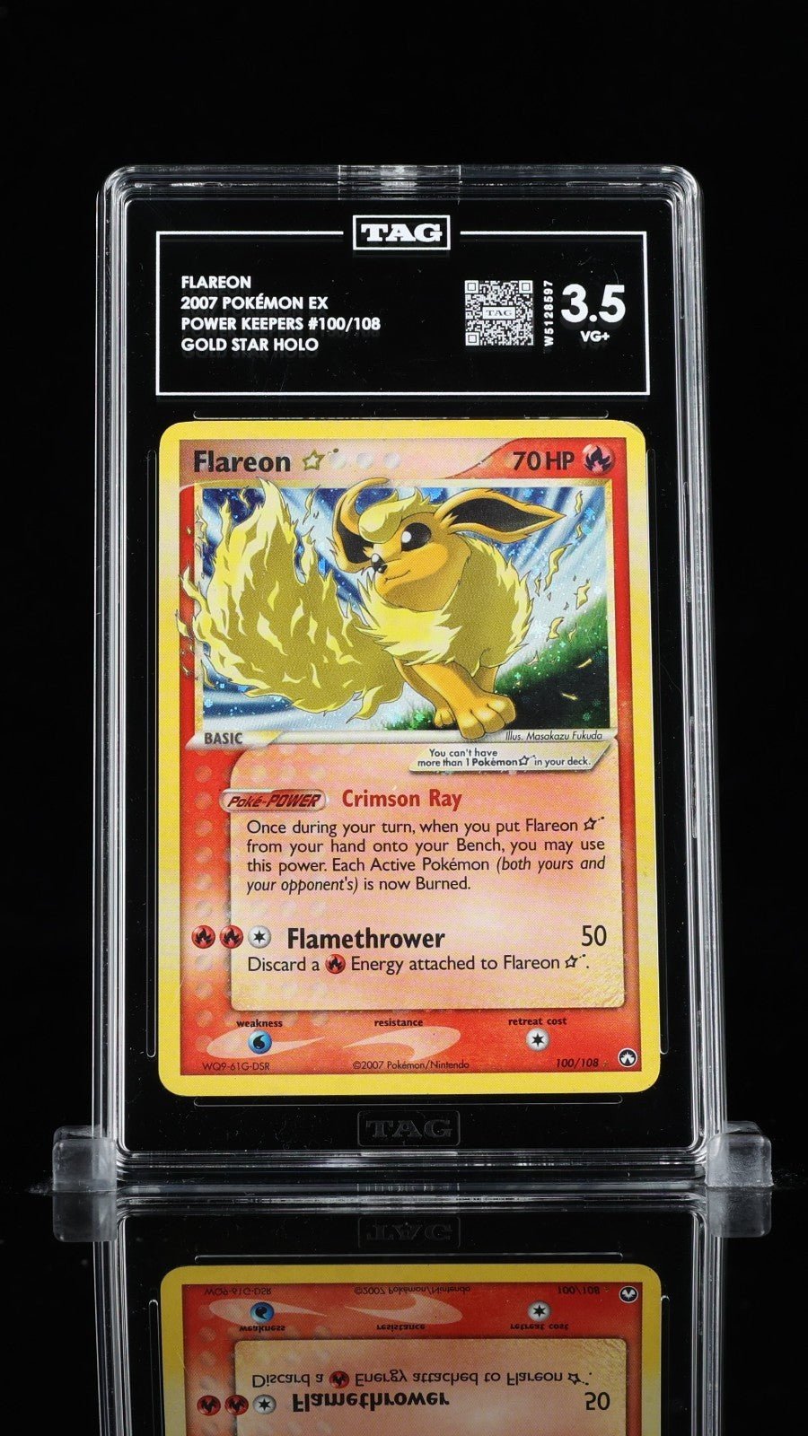 Pokemon Flareon Gold Star 100/108 Power Keepers TAG 3.5 PSA