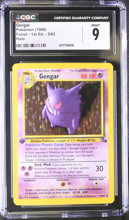 Pokemon Fossil Holo Rare Gengar 1st Edition 5/62 CGC 9