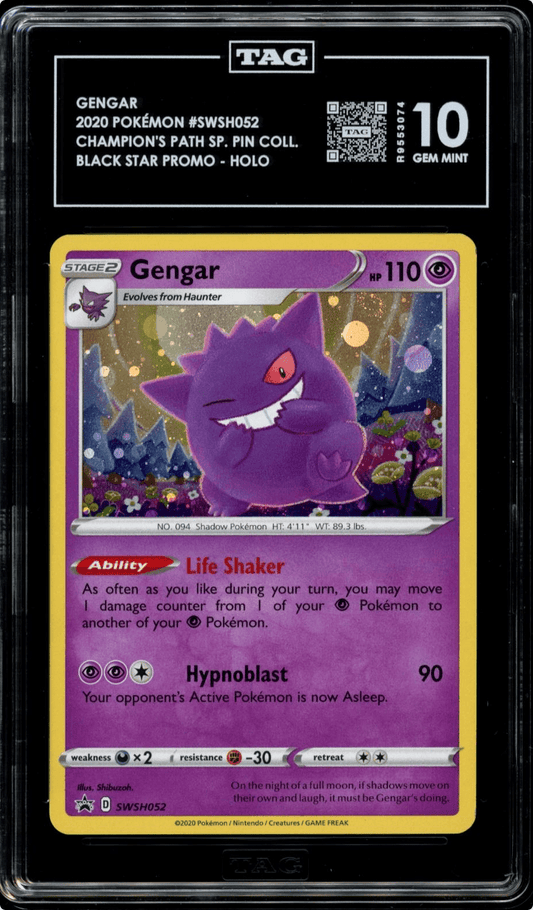 Pokemon Gengar Champions Path Special Pin Coll. Holo Promo SWSH052 PSA 10