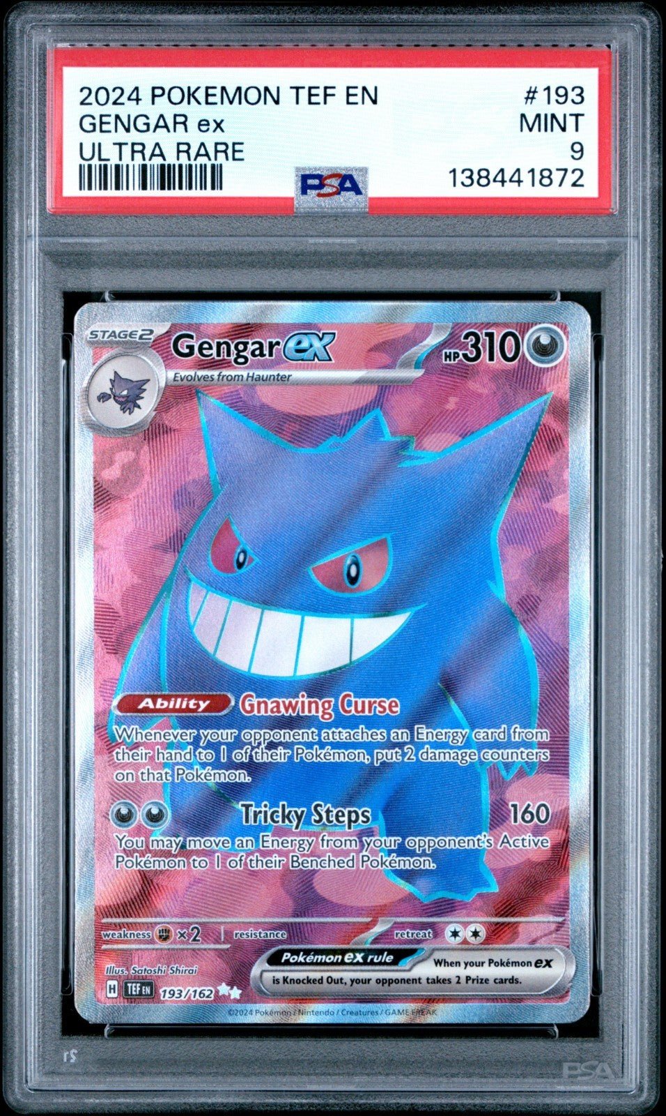 Pokemon Gengar EX Holo PSA 9 Temporal Forces 193/162