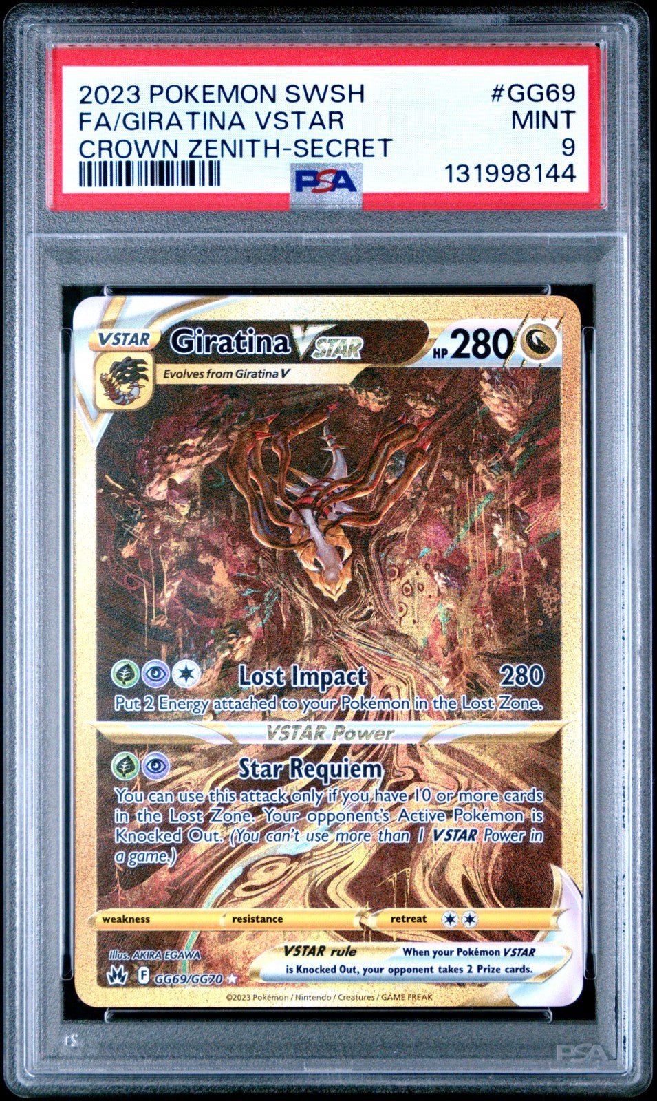 Pokemon Giratina VSTAR GG69/GG70 Crown Zenith Galarian Gallery Holo PSA 9