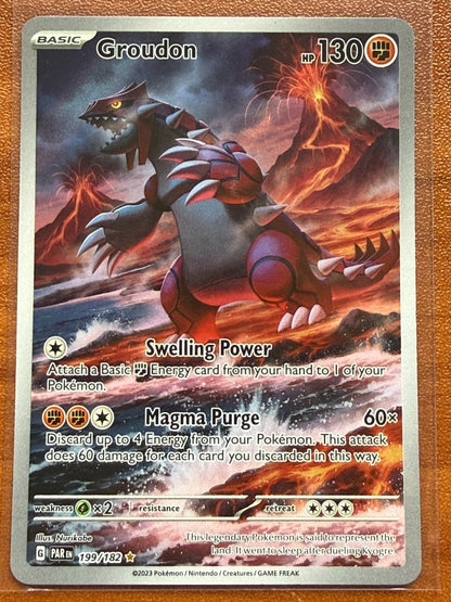 Pokemon Groudon 199/182 Sv04: Paradox Rift Holo NM