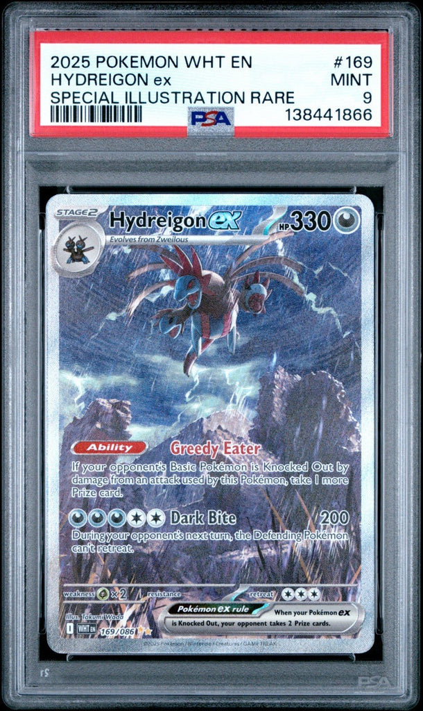 Pokémon Hydreigon ex Sv: White Flare Holo Illustration Rare 169/086 330 HP PSA 9