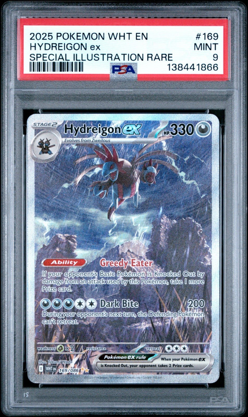 Pokémon Hydreigon ex Sv: White Flare Holo Illustration Rare 169/086 330 HP PSA 9