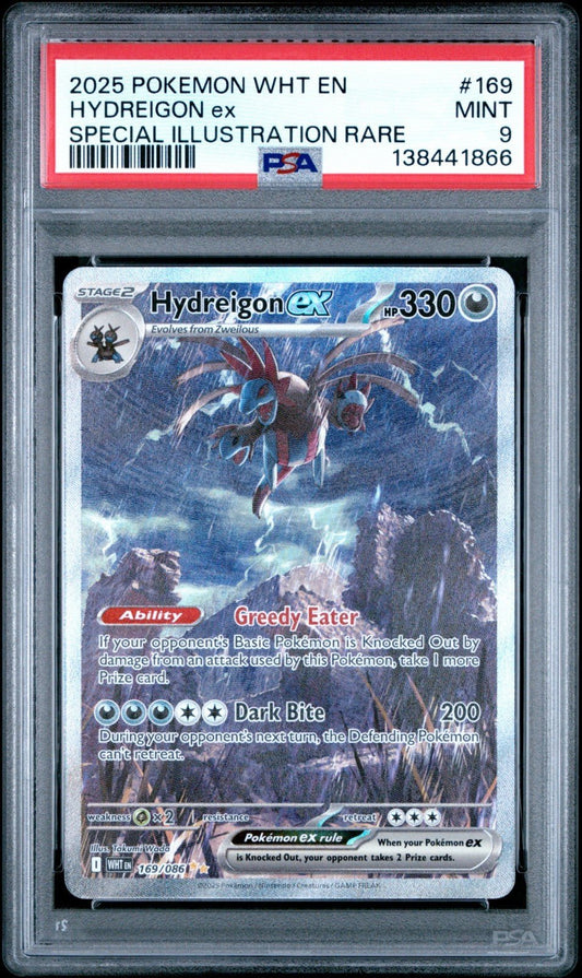 Pokémon Hydreigon ex Sv: White Flare Holo Illustration Rare 169/086 330 HP PSA 9