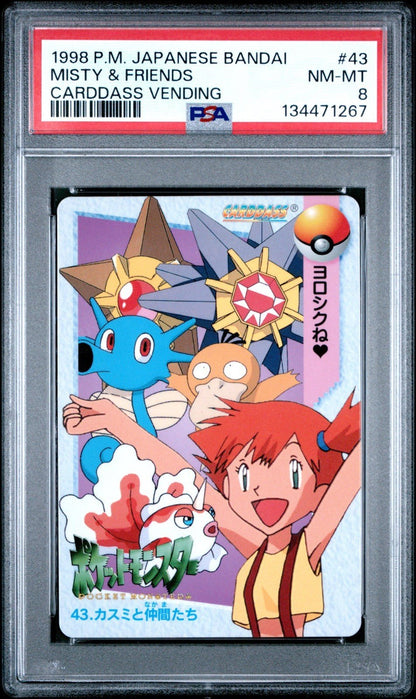 Pokémon Japanese Bandai MISTY & FRIENDS Cardass Vending 43 PSA 8