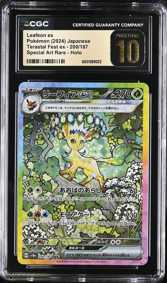 Pokemon Leafeon EX SAR 200/187 SV8a Terastal Festival Japanese CGC Pristine 10