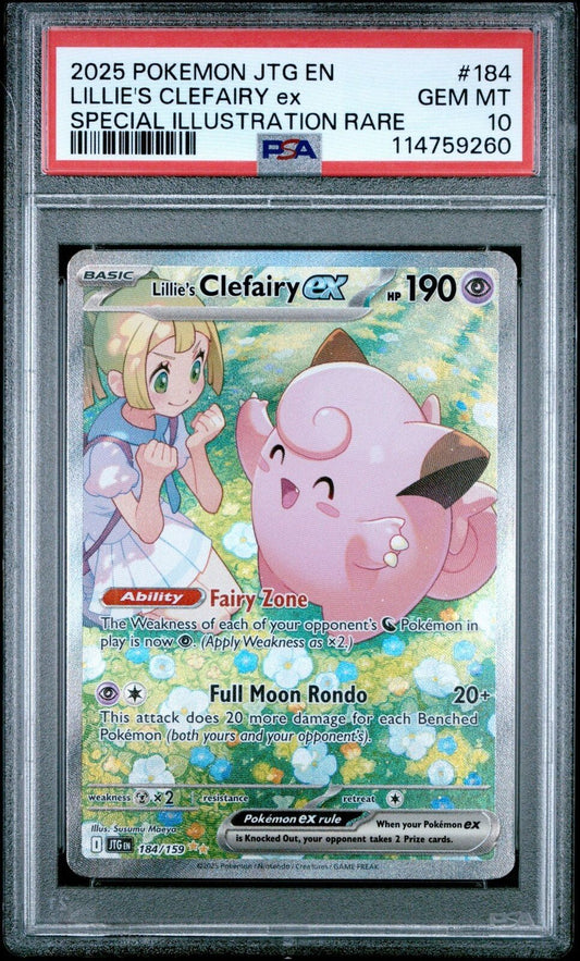 Pokemon Lillie's Clefairy ex 184/159 Sv09: Journey Together Holo PSA 10 2