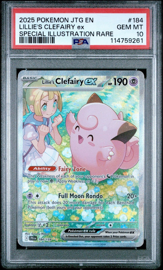 Pokemon Lillie's Clefairy ex 184/159 Sv09: Journey Together Holo PSA 10 3