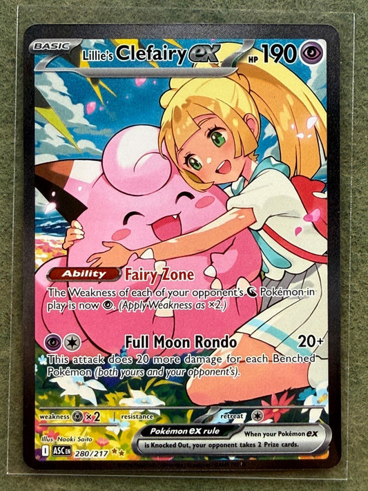 Pokémon Lillie's Clefairy EX Holo Fairy Card 280/217 English TCG NM