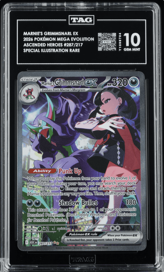 Pokemon Marnie's Grimmsnarl ex 287/217 Me: Ascended Heroes Holo TAG 10