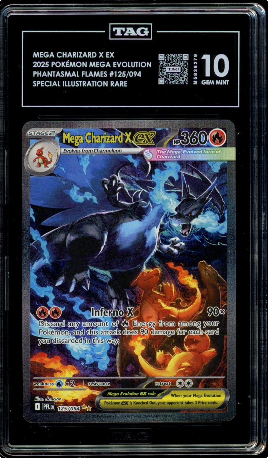 Pokemon Mega Charizard Ex 125/094 Special Illustration Rare TAG 10