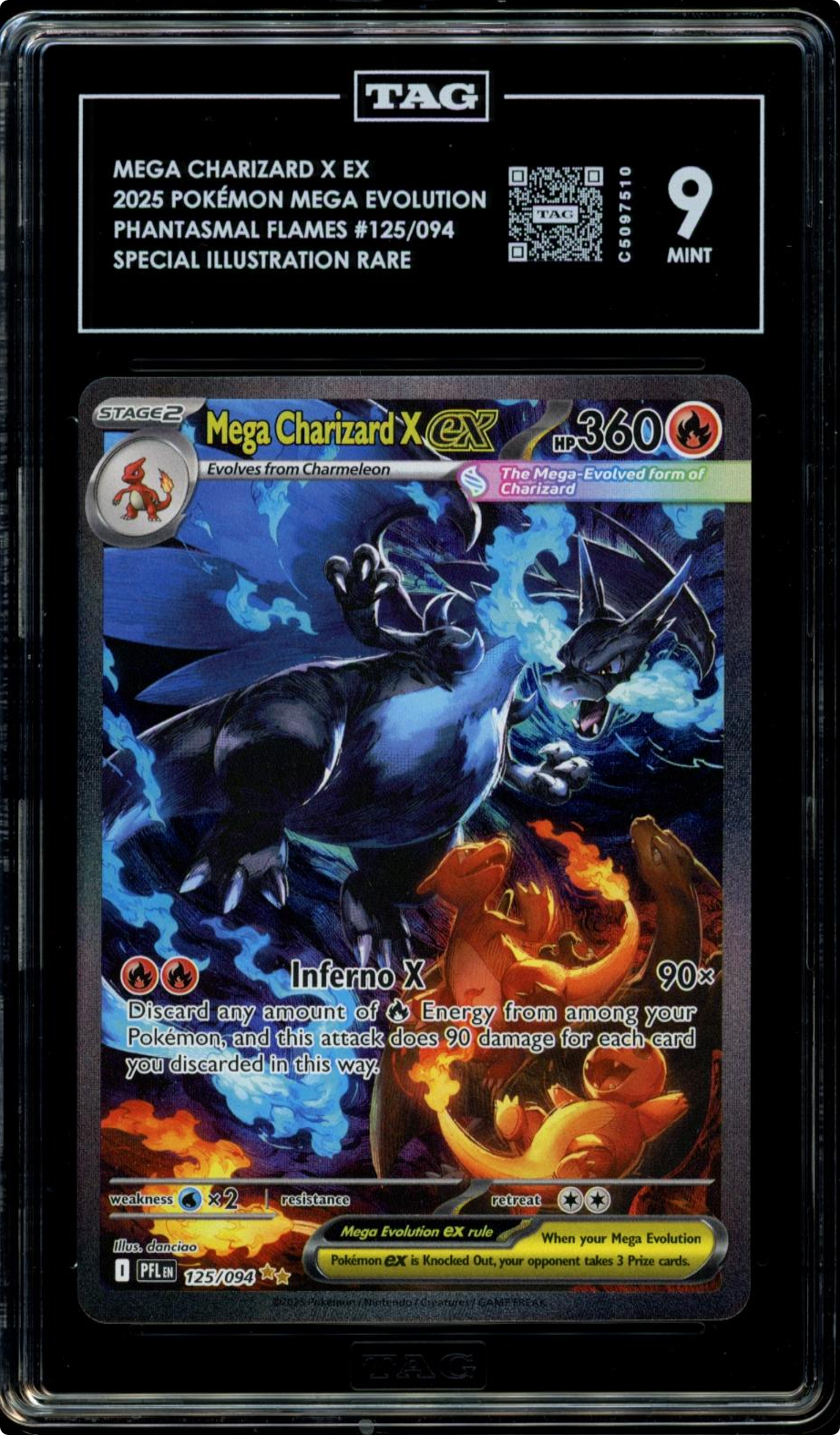 Pokemon Mega Charizard Ex 125/094 Special Illustration Rare TAG 9