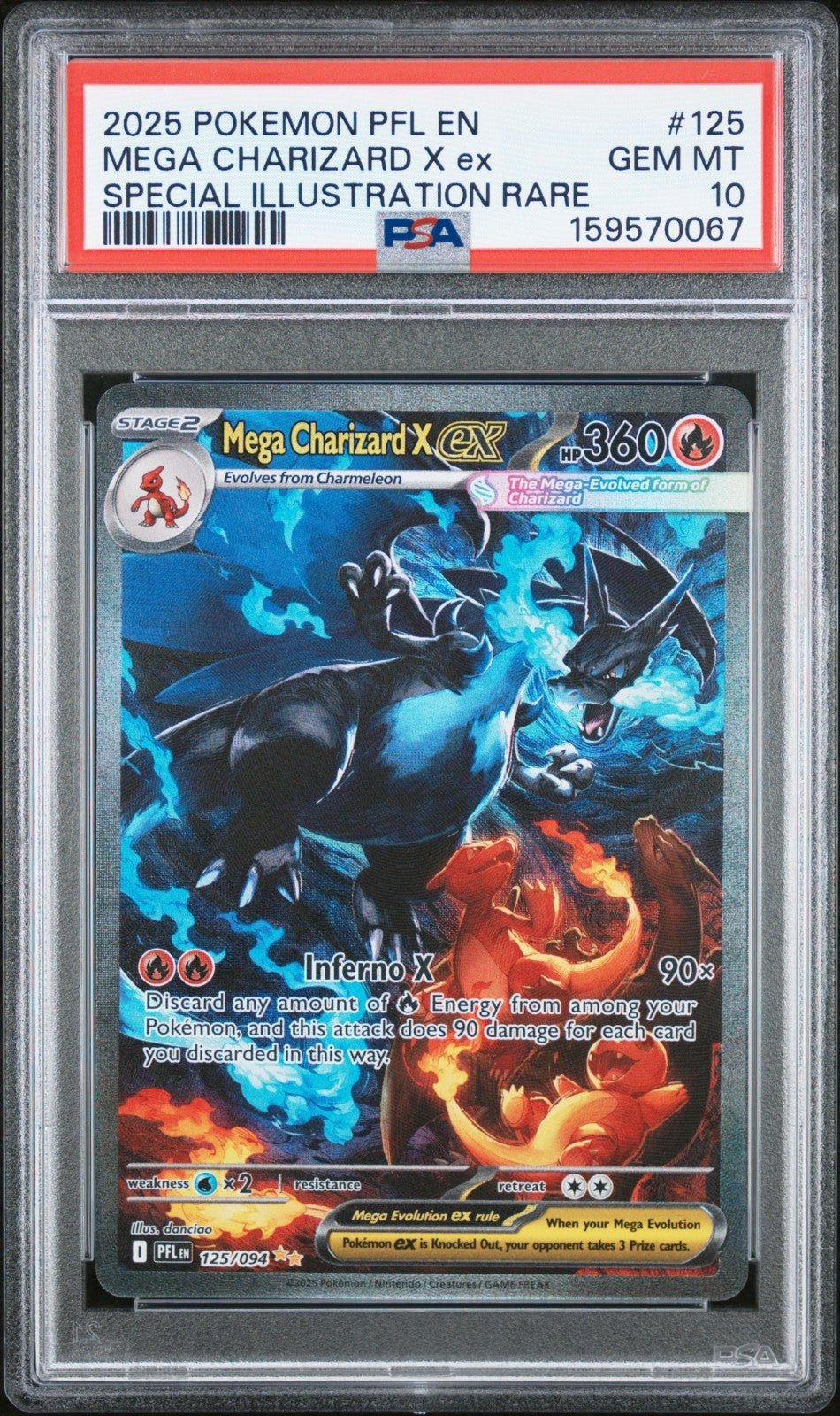 Pokemon Mega Charizard X EX 125/094 Phantasmal Flames SIR PSA 10
