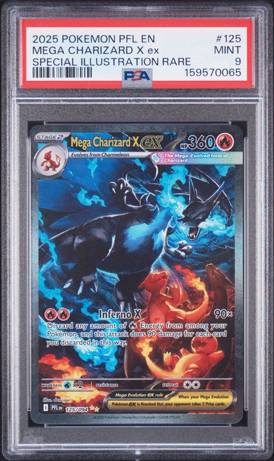 Pokemon Mega Charizard X EX 125/094 Phantasmal Flames SIR PSA 9