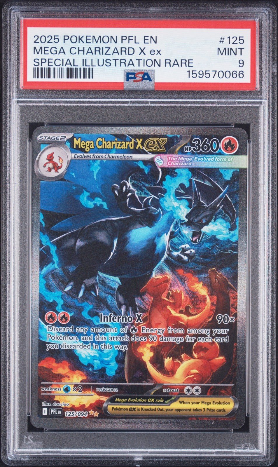 Pokemon Mega Charizard X EX 125/094 Phantasmal Flames SIR PSA 9
