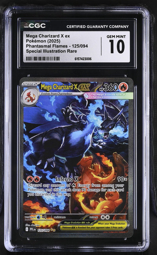 Pokemon Mega Charizard X EX Phantasmal Flames 125/094 SIR CGC 10 2
