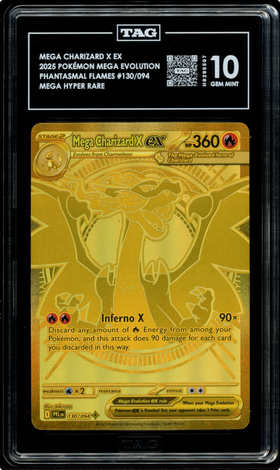 Pokemon Mega Charizard X ex Phantasmal Flames Mega Hyper Rare 130 TAG 10