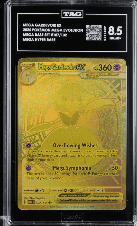 Pokemon Mega Gardevoir ex 187/132 Me01: Mega Evolution Holo TAG 8.5