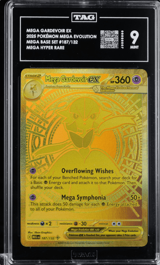 Pokemon Mega Gardevoir ex 187/132 Me01: Mega Evolution Holo TAG 9