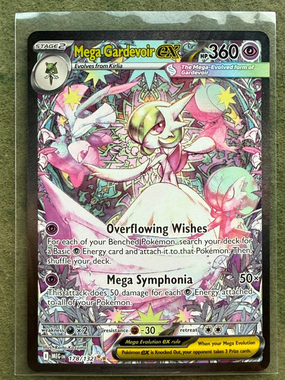 Pokemon Mega Gardevoir ex 360 HP 178/132 Me01: Mega Evolution Full Art EX NM