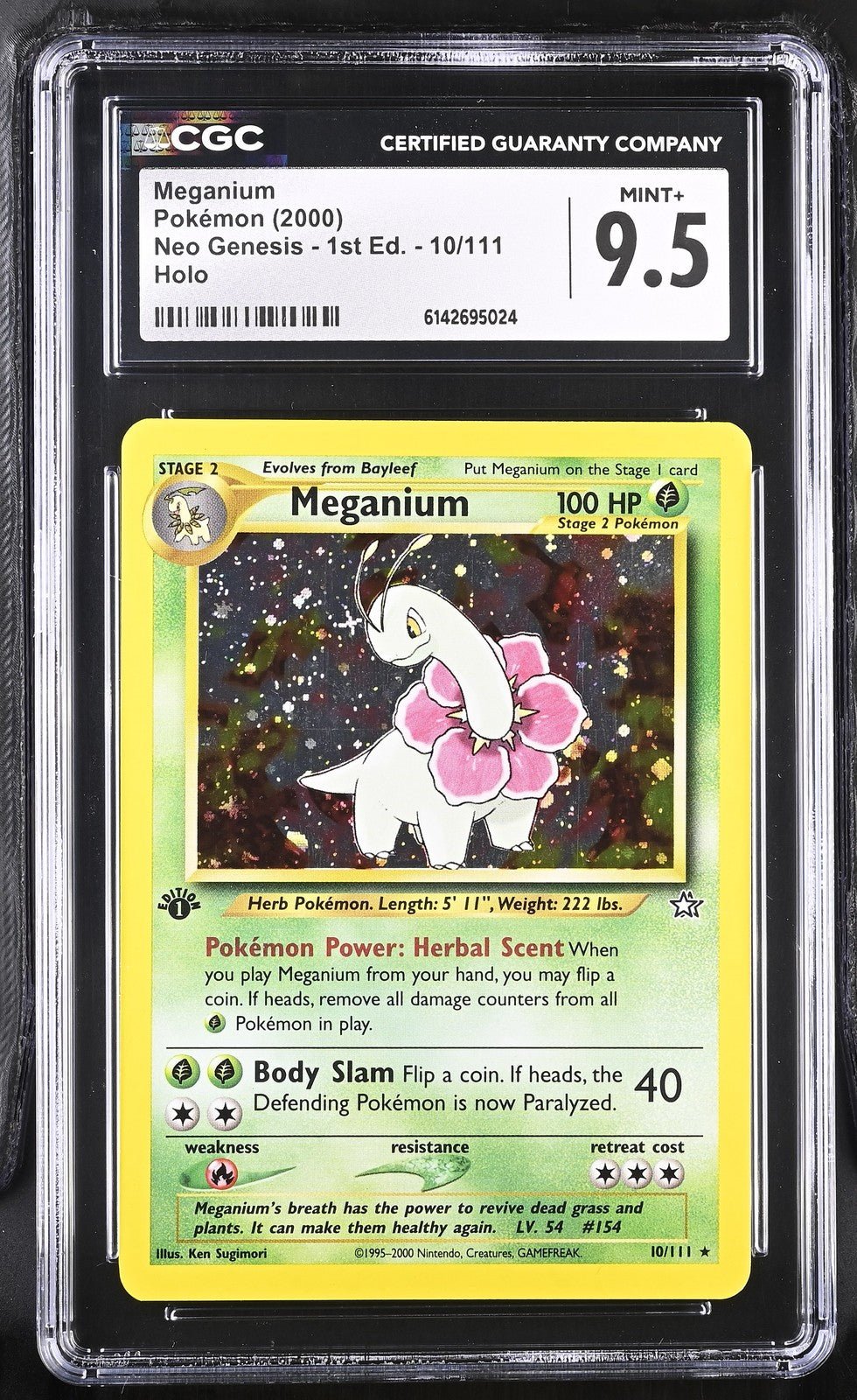 Pokémon Meganium 2000 Neo Genesis - 1st Edition 10/111 Holo CGC 9.5