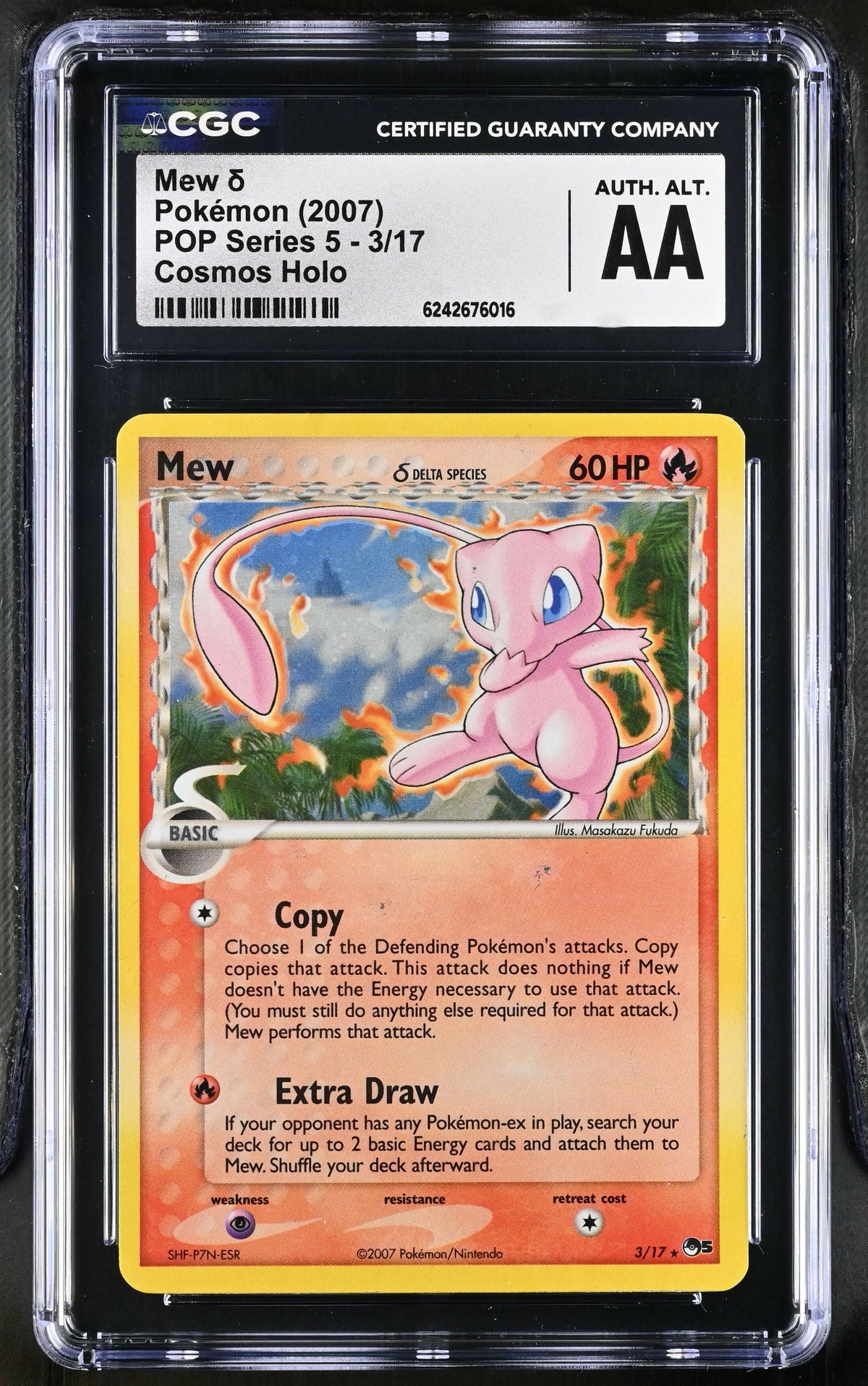 Pokemon Mew Pop Series 5 Cosmos Holo Corrected Back CGC AA