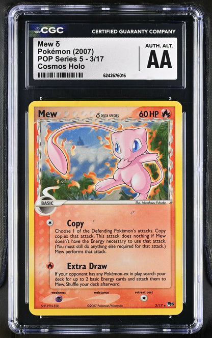 Pokemon Mew Pop Series 5 Cosmos Holo Corrected Back CGC AA