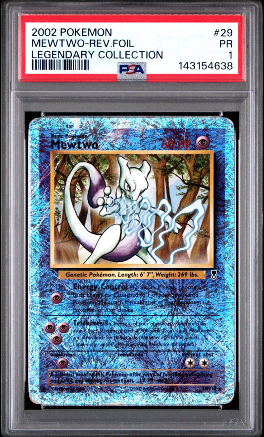 Pokemon Mewtwo 2002 Reverse Foil Legendary Collection 29 PSA 1