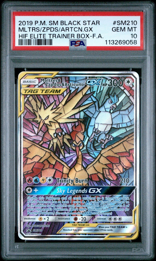 Pokemon Moltres Zapdos Articuno GX Hidden Fates Black Star Promo SM210 PSA 10
