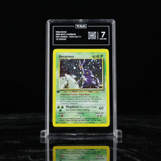 Pokemon Neo Genesis Heracross 1st Edition Holo Rare 6/111 TAG 7