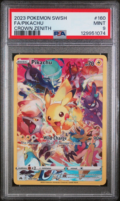 Pokemon Pikachu 160/159 Crown Zenith Secret Rare PSA 9
