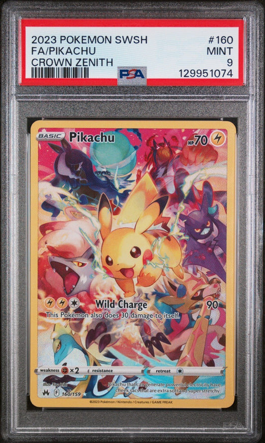 Pokemon Pikachu 160/159 Crown Zenith Secret Rare PSA 9