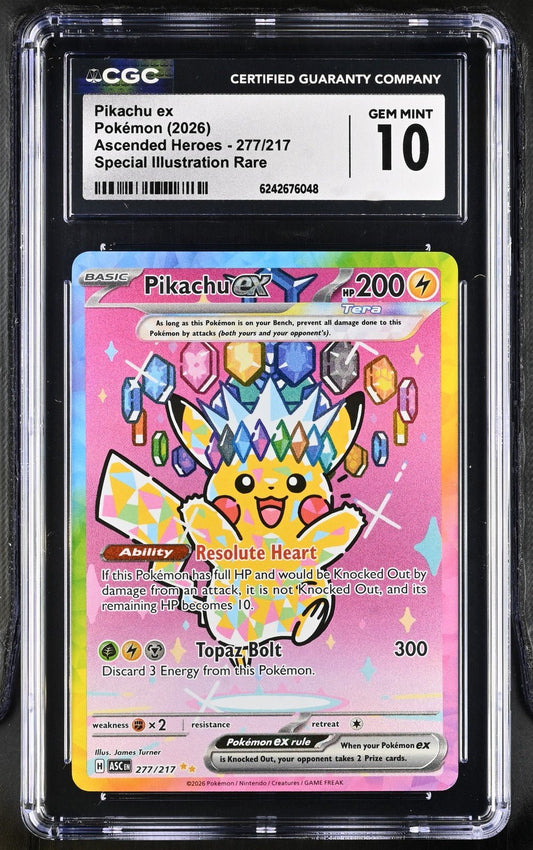 Pokemon Pikachu EX Ascended Heroes 277/217 Special Illustration Rare CGC 10