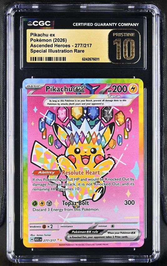 Pokemon Pikachu ex Ascended Heroes SIR #277 CGC Pristine 10