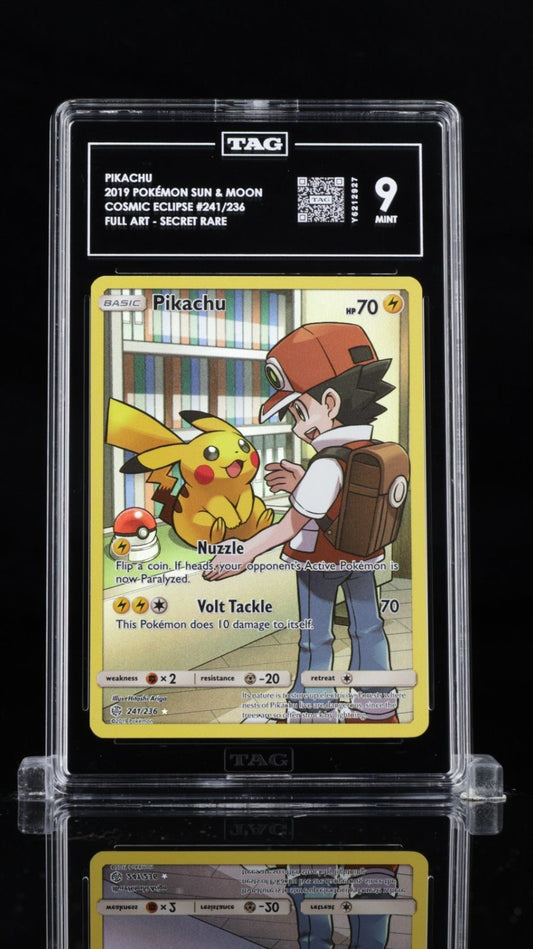 Pokemon Pikachu (Secret) 241/236 Sm - Cosmic Eclipse Holo TAG 9