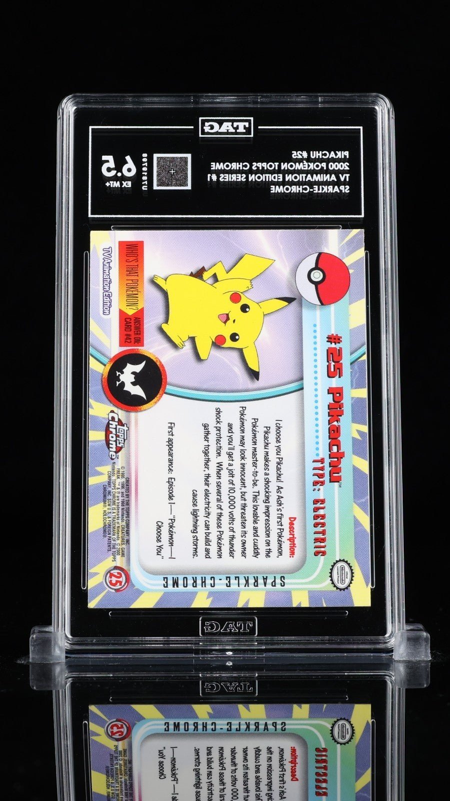 Pokemon Pikachu Sparkle 25 Topps Chrome EX - MT TAG 6.5